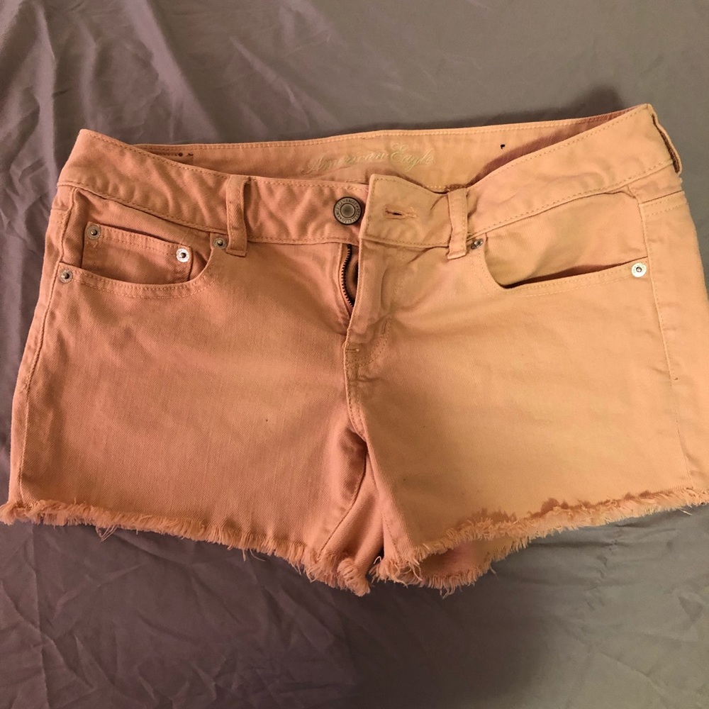 EUC peach color cut off shorts from AE